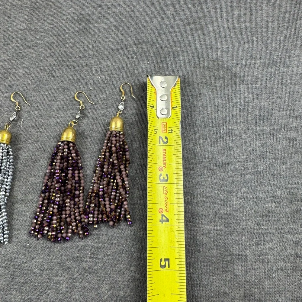 Sparkling Tassel Drop Earrings Crystal Beaded‎ Dangle Gold Tone
